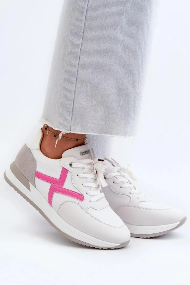 Sale INBLU Sneakersy Damskie Na Platformie IN000362 Białe