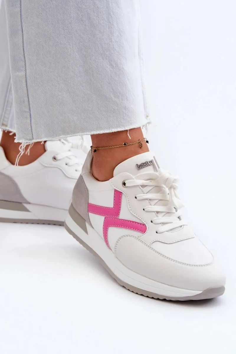 Sale INBLU Sneakersy Damskie Na Platformie IN000362 Białe