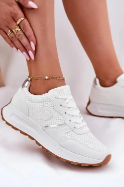 Online Sneakersy Damskie Na Platformie Big Star RR274487 Hi-Poly System Białe Damskie Buty Sportowe Na Platformie|Buty Sportowe Big Star