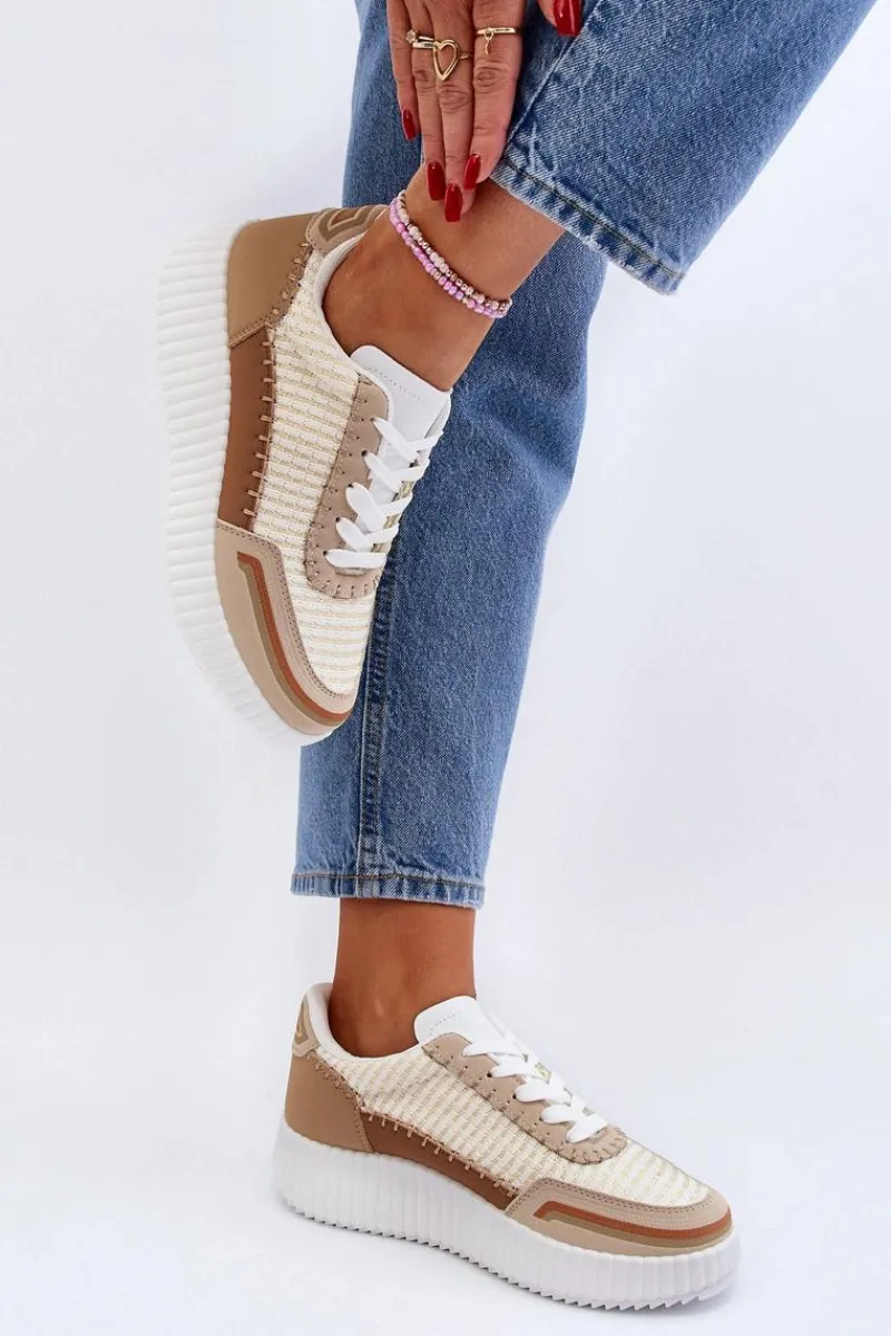 Buty Sportowe Na Platformie|Sneakersy Damskie>Boto Sneakersy Damskie Na Platformie Beżowe Redala Beżowy