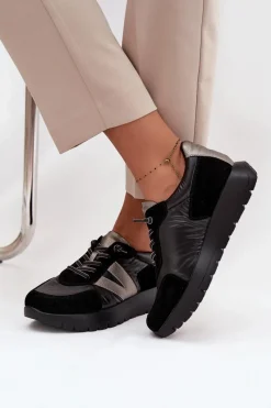 Sneakersy Damskie>Buty damskie Vinceza Sneakersy Damskie Na Platformie Vinceza 58561 Czarne Czarny