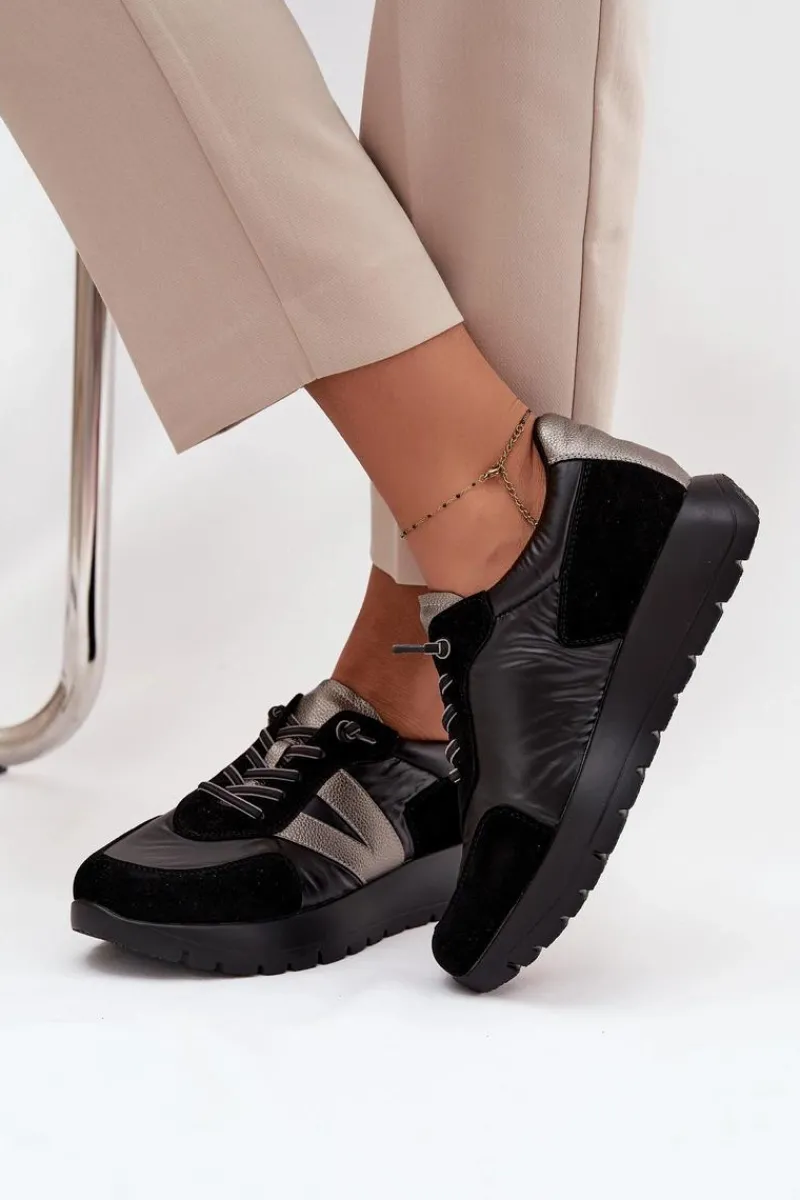 Sneakersy Damskie>Buty damskie Vinceza Sneakersy Damskie Na Platformie Vinceza 58561 Czarne Czarny