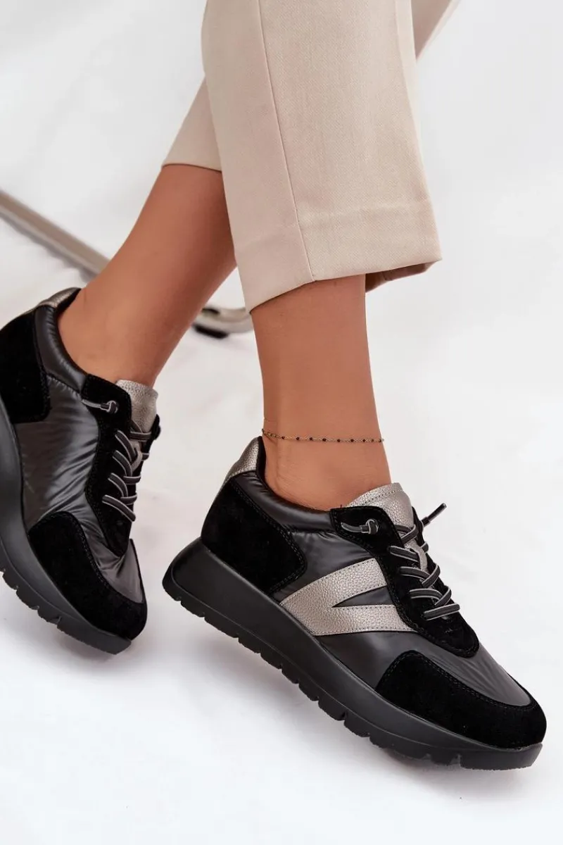 Sneakersy Damskie>Buty damskie Vinceza Sneakersy Damskie Na Platformie Vinceza 58561 Czarne Czarny