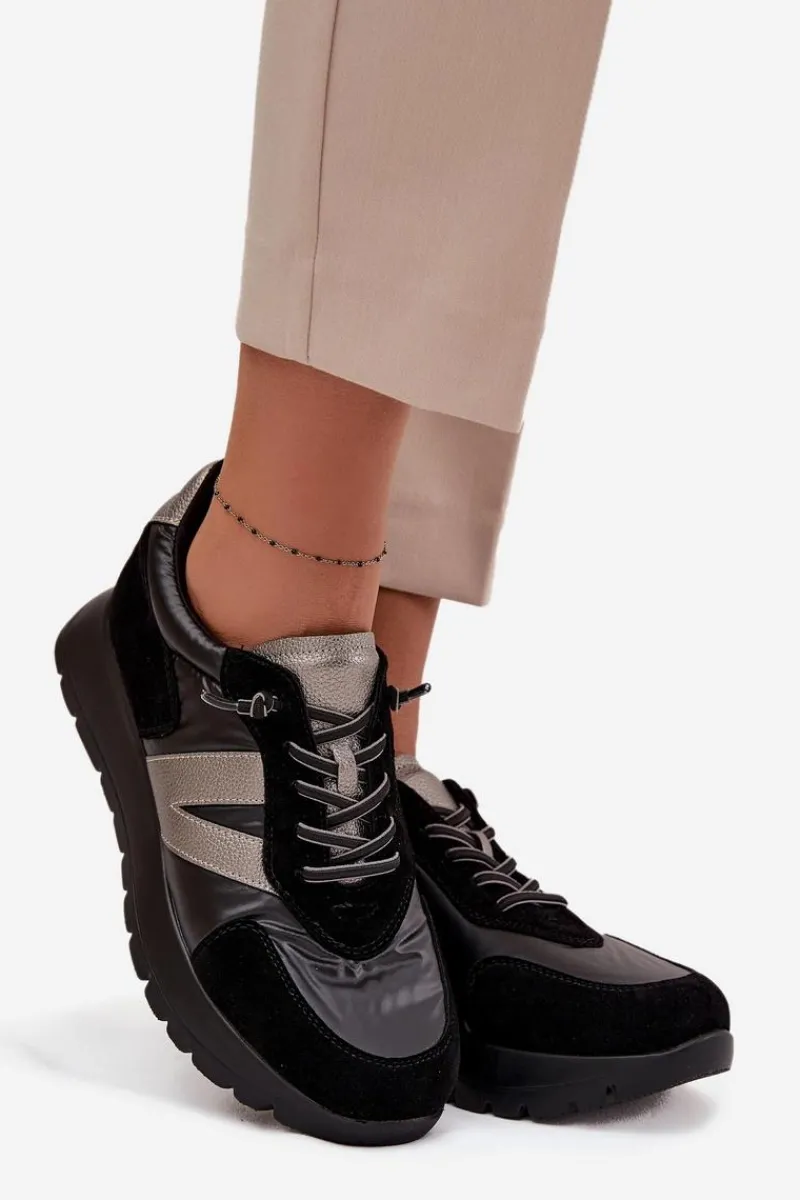 Sneakersy Damskie>Buty damskie Vinceza Sneakersy Damskie Na Platformie Vinceza 58561 Czarne Czarny