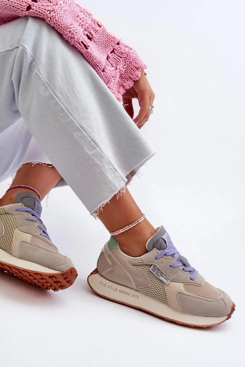 Discount Sneakersy Damskie Na Platformie Memory Foam System Big Star NN274681 Beżowe Damskie Buty Sportowe Na Platformie|Buty Sportowe Big Star