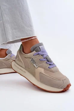 Discount Sneakersy Damskie Na Platformie Memory Foam System Big Star NN274681 Beżowe Damskie Buty Sportowe Na Platformie|Buty Sportowe Big Star