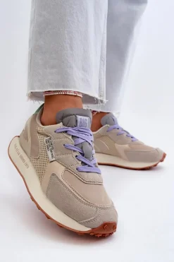 Discount Sneakersy Damskie Na Platformie Memory Foam System Big Star NN274681 Beżowe Damskie Buty Sportowe Na Platformie|Buty Sportowe Big Star