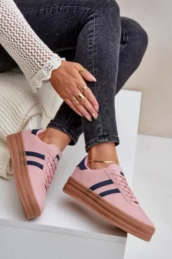 Boto Sneakersy Damskie Na Platformie Różowe Egelia Różowy