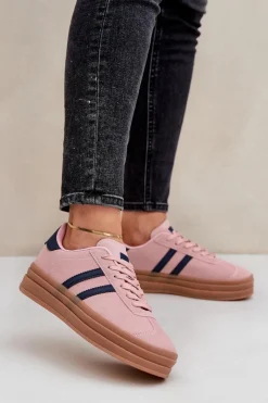 Boto Sneakersy Damskie Na Platformie Różowe Egelia Różowy