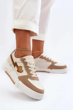 Discount Boto Sneakersy Damskie Na Platformie Beżowe Zeparine Beżowy