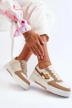 Discount Boto Sneakersy Damskie Na Platformie Beżowe Zeparine Beżowy