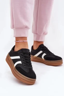 Sale Evento Sneakersy Damskie Na Platformie Czarne Tolianna Czarny