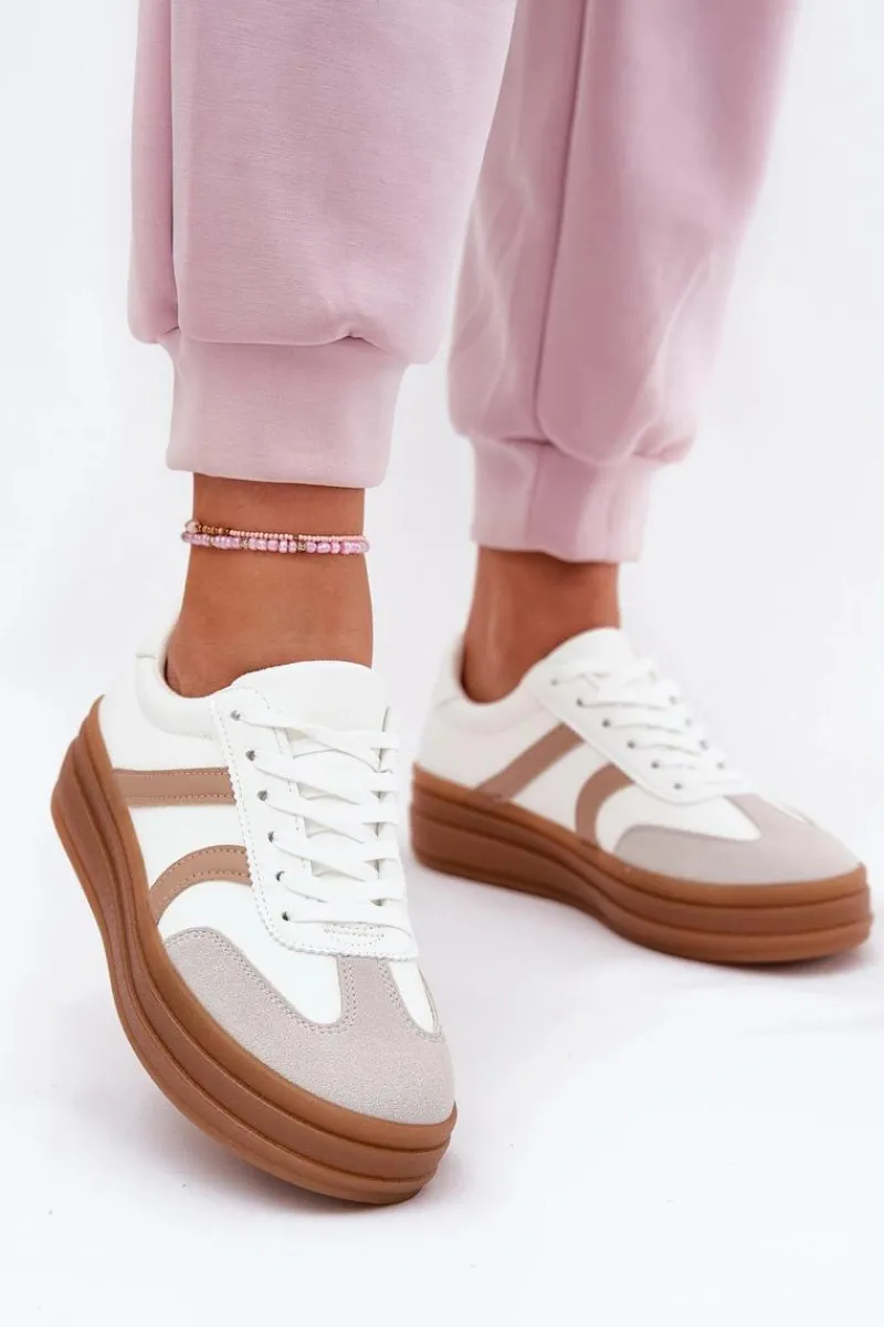 Sneakersy Damskie>Evento Sneakersy Damskie Na Platformie Białe Tolianna