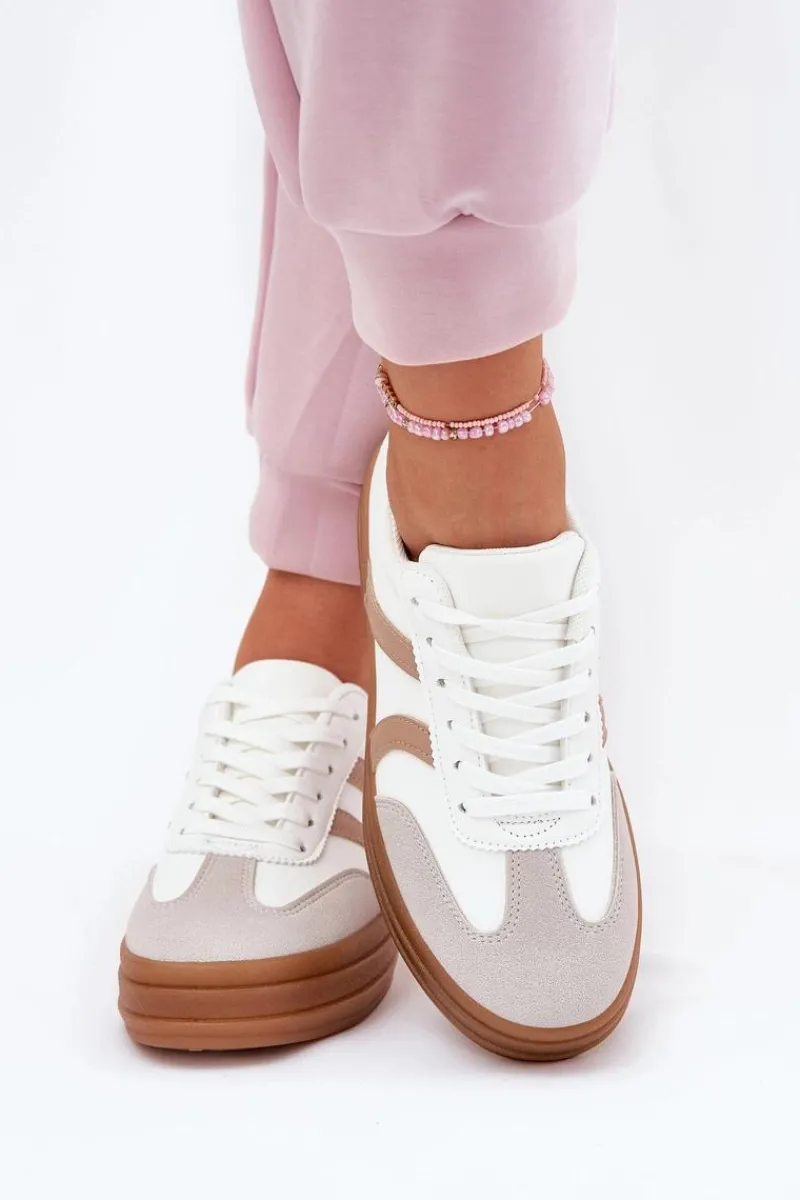 Sneakersy Damskie>Evento Sneakersy Damskie Na Platformie Białe Tolianna