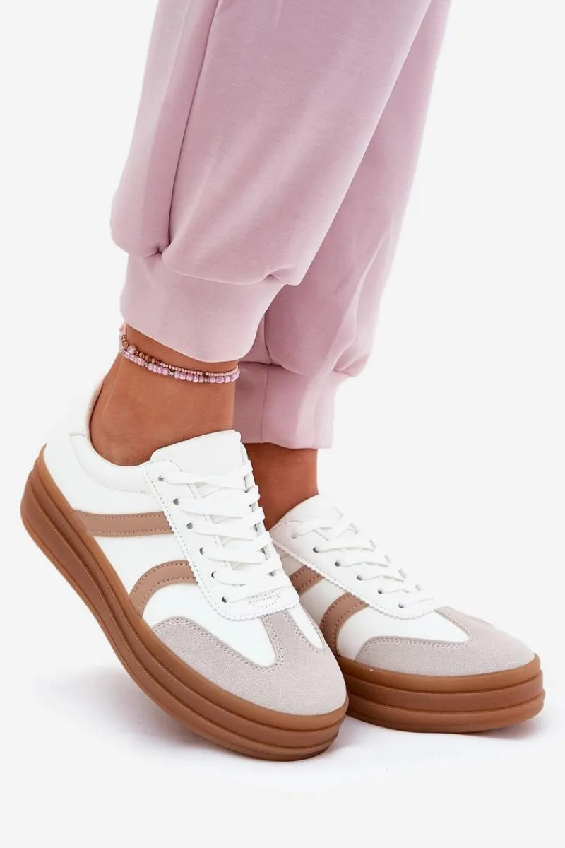Sneakersy Damskie>Evento Sneakersy Damskie Na Platformie Białe Tolianna