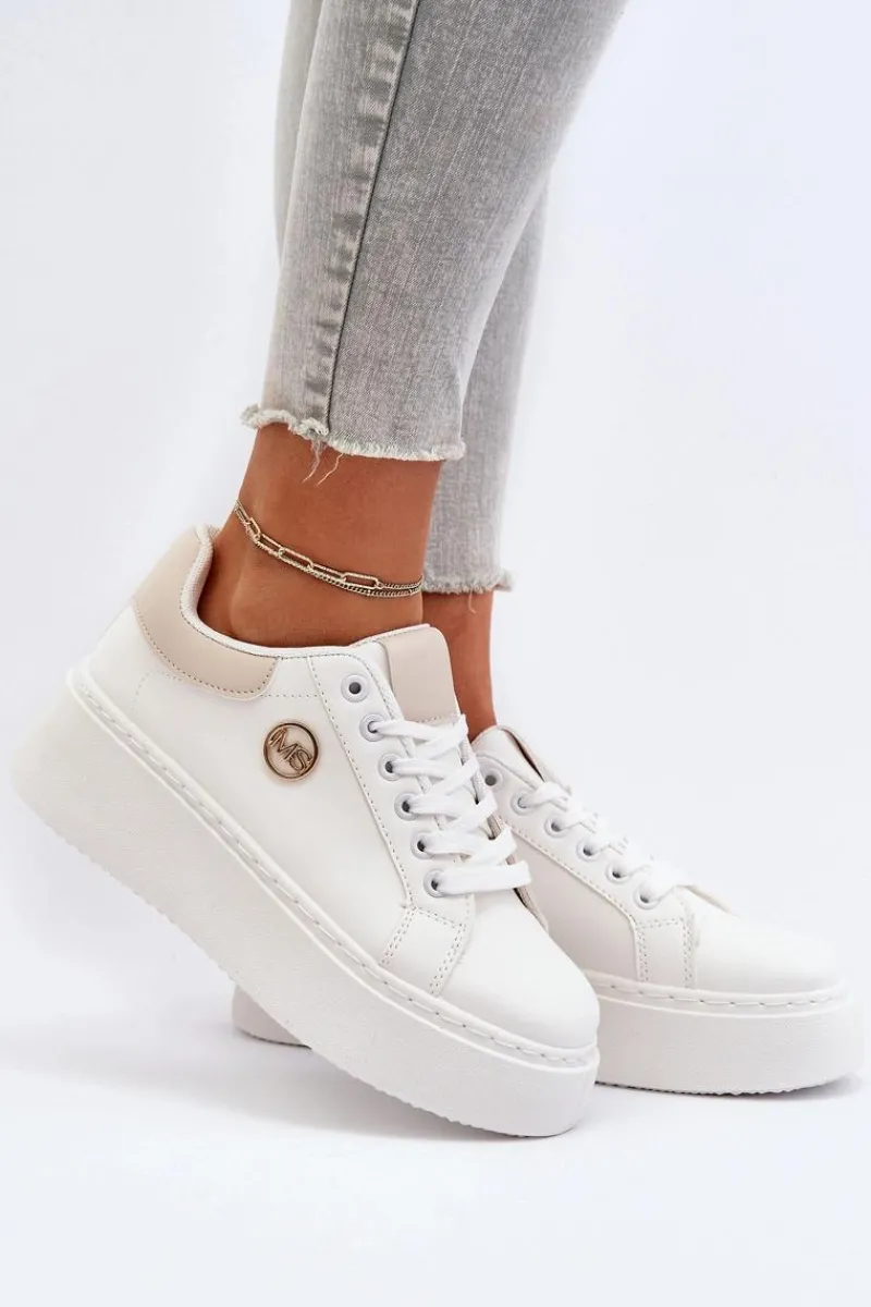 New Sneakersy Damskie Na Platformie Białe Eshen Damskie Buty Sportowe Na Platformie|Sneakersy Damskie