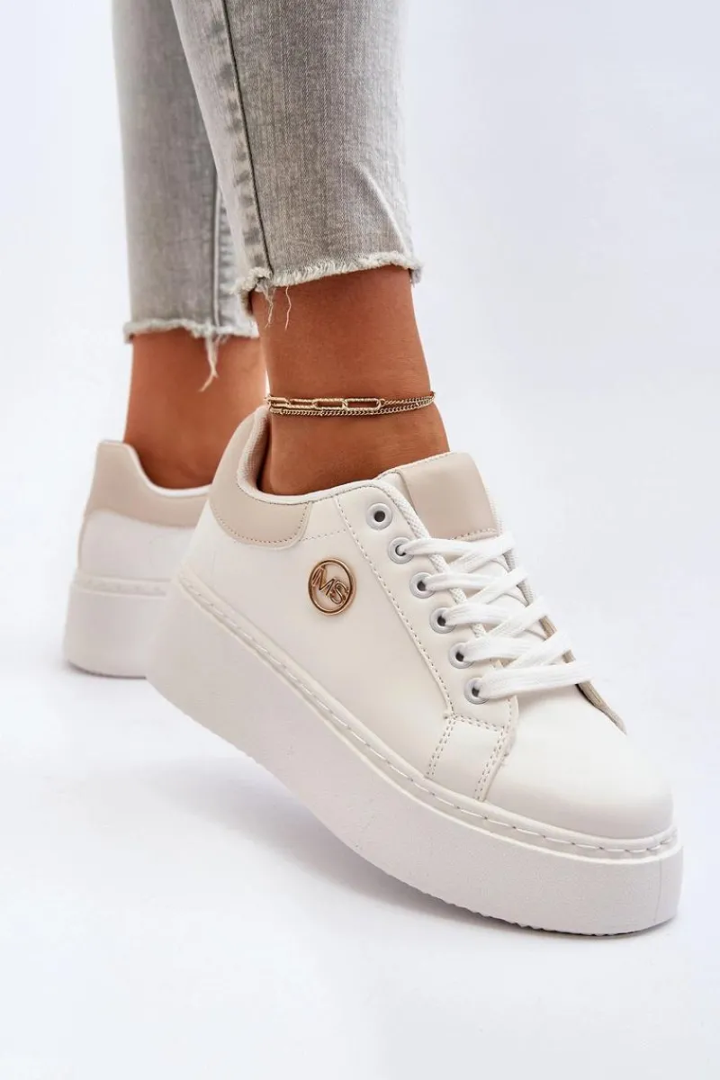 New Sneakersy Damskie Na Platformie Białe Eshen Damskie Buty Sportowe Na Platformie|Sneakersy Damskie