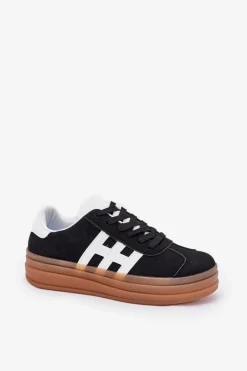 Discount Evento Sneakersy Damskie Na Platformie Czarne Syliyana Czarny