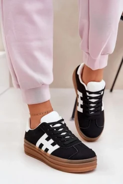 Discount Evento Sneakersy Damskie Na Platformie Czarne Syliyana Czarny