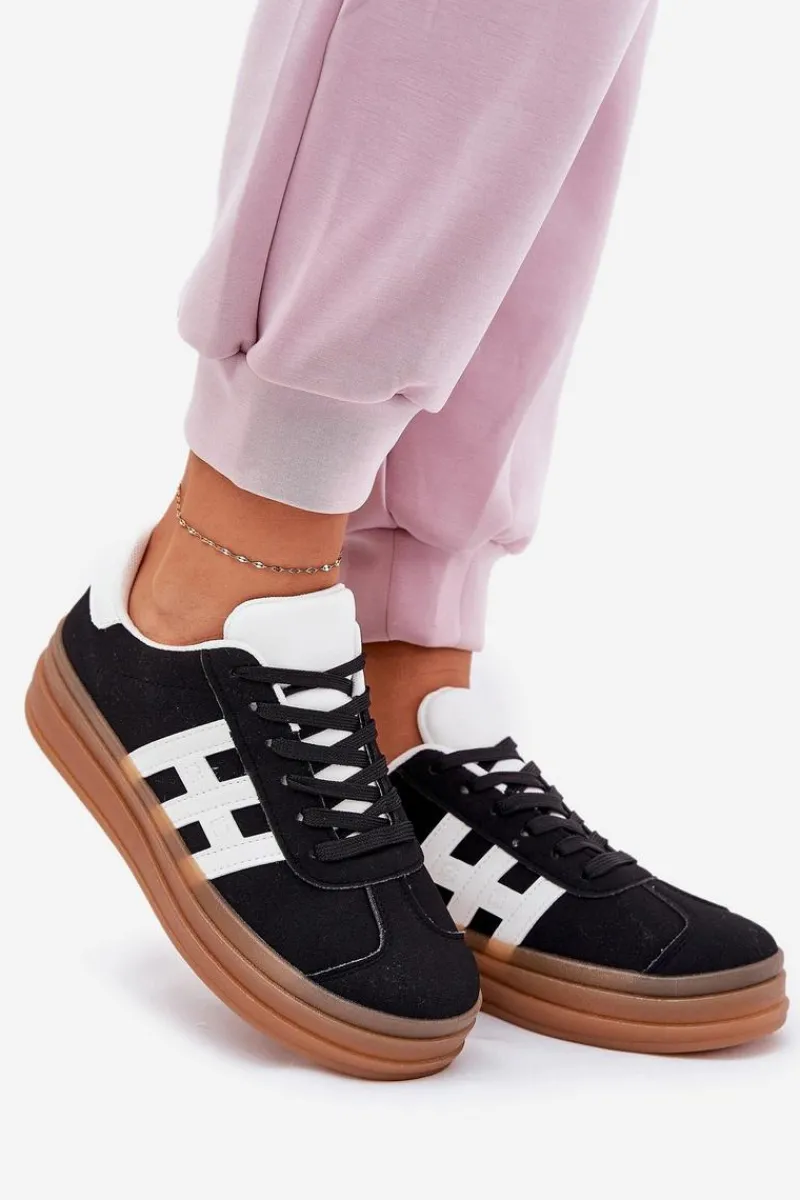 Discount Evento Sneakersy Damskie Na Platformie Czarne Syliyana Czarny