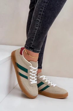Boto Sneakersy Damskie Niskie Beżowe Ennorwen Beżowy