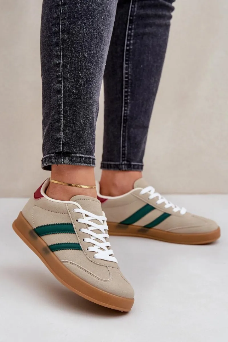 Boto Sneakersy Damskie Niskie Beżowe Ennorwen Beżowy