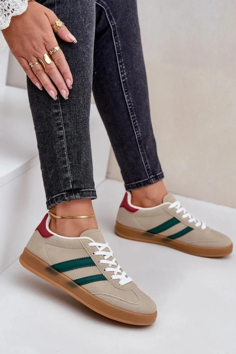 Boto Sneakersy Damskie Niskie Beżowe Ennorwen Beżowy