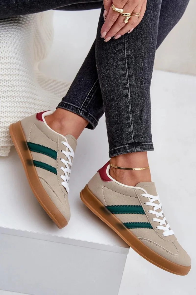 Boto Sneakersy Damskie Niskie Beżowe Ennorwen Beżowy