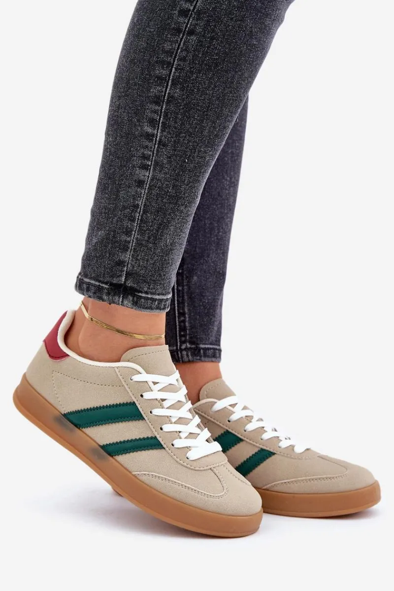Boto Sneakersy Damskie Niskie Beżowe Ennorwen Beżowy