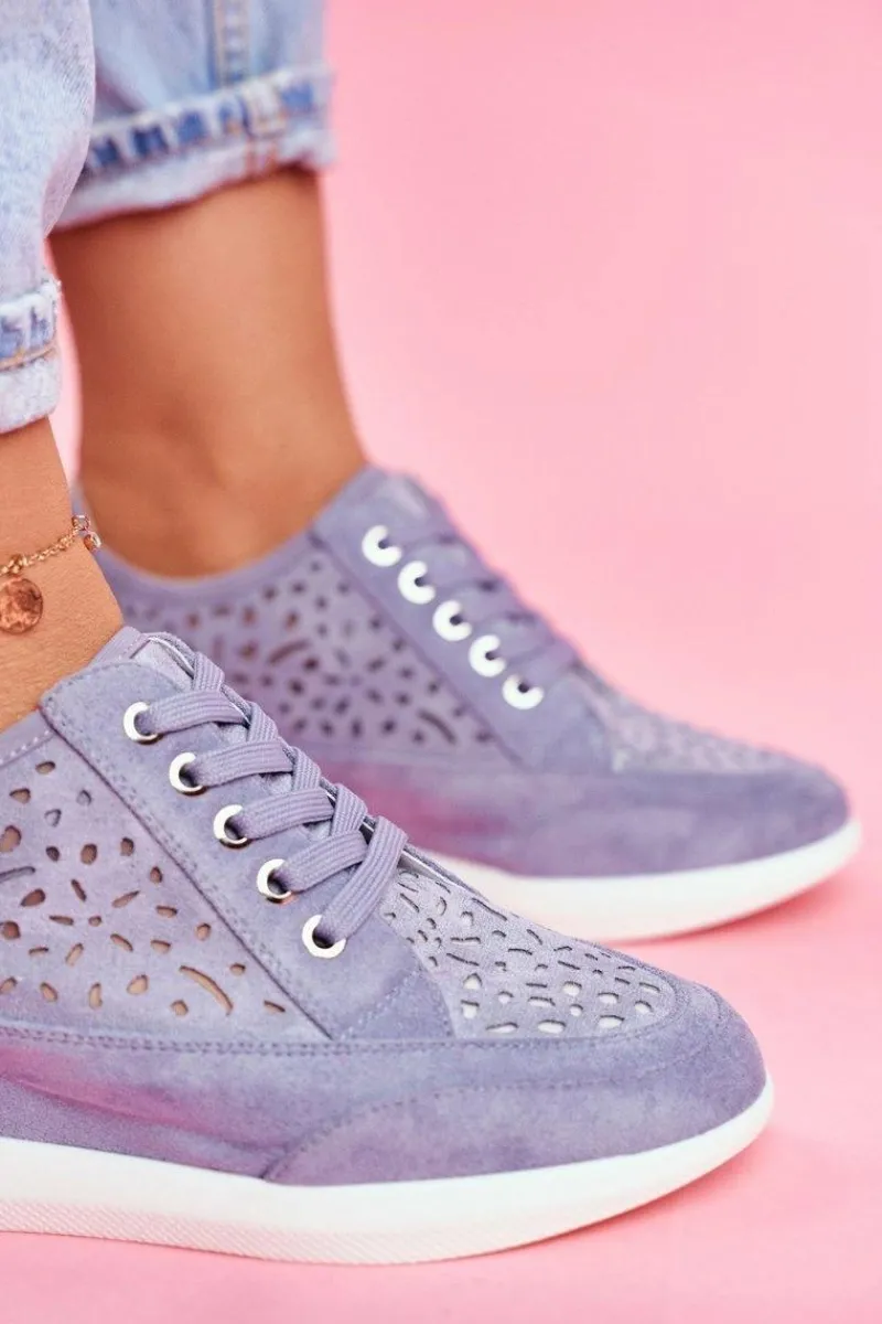 Sneakersy Damskie>Buty Sergio Leone Sneakersy Damskie Sergio Leone Ażurowe Niebieskie PB122