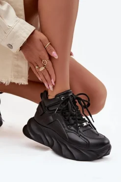 Discount GOE Sneakersy Damskie Skóra Naturalna SS2N4036 Czarne Czarny