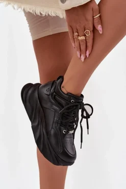 Discount GOE Sneakersy Damskie Skóra Naturalna SS2N4036 Czarne Czarny