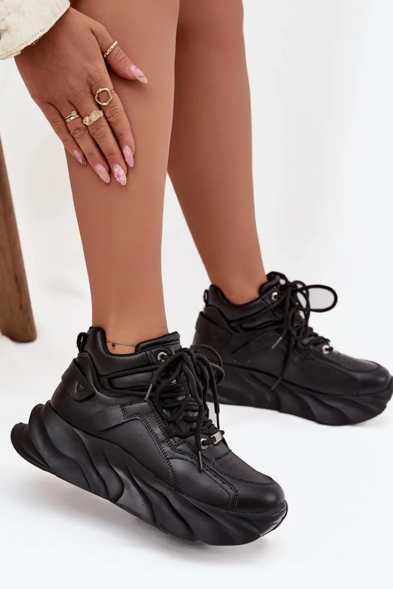 Discount GOE Sneakersy Damskie Skóra Naturalna SS2N4036 Czarne Czarny