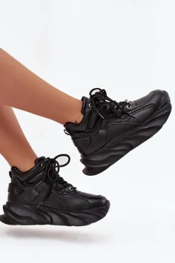 Discount GOE Sneakersy Damskie Skóra Naturalna SS2N4036 Czarne Czarny