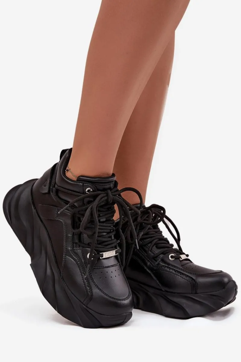 Discount GOE Sneakersy Damskie Skóra Naturalna SS2N4036 Czarne Czarny