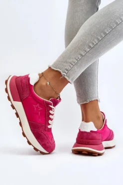 Big Star Shoes Sneakersy Damskie Skórzane Big Star NN274961 Fuksja