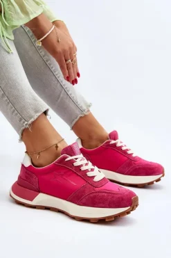 Big Star Shoes Sneakersy Damskie Skórzane Big Star NN274961 Fuksja