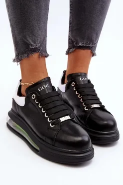 Discount GOE Sneakersy Damskie Skórzane NN2N4030 Czarne Czarny