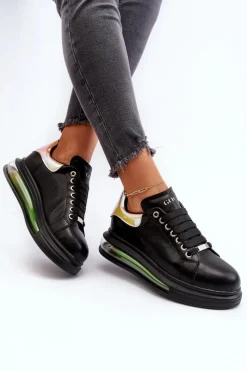 Discount GOE Sneakersy Damskie Skórzane NN2N4030 Czarne Czarny