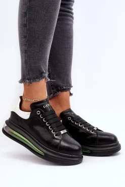 Discount GOE Sneakersy Damskie Skórzane NN2N4030 Czarne Czarny