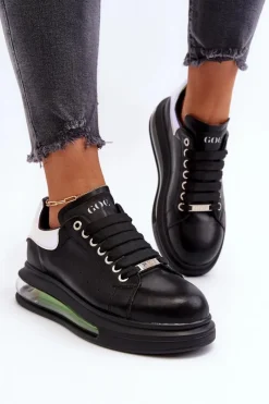 Discount GOE Sneakersy Damskie Skórzane NN2N4030 Czarne Czarny