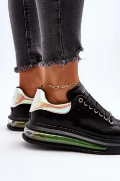 Discount GOE Sneakersy Damskie Skórzane NN2N4030 Czarne Czarny