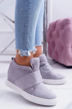 Sneakersy Damskie>Boto Sneakersy Damskie Szare Trampki Lu Boo Cekiny PinkSugar