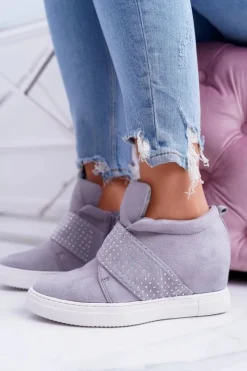 Sneakersy Damskie>Boto Sneakersy Damskie Szare Trampki Lu Boo Cekiny PinkSugar