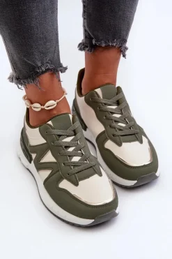 Sneakersy Damskie Z Eko Skóry Zielone Kaimans Damskie Sneakersy Damskie