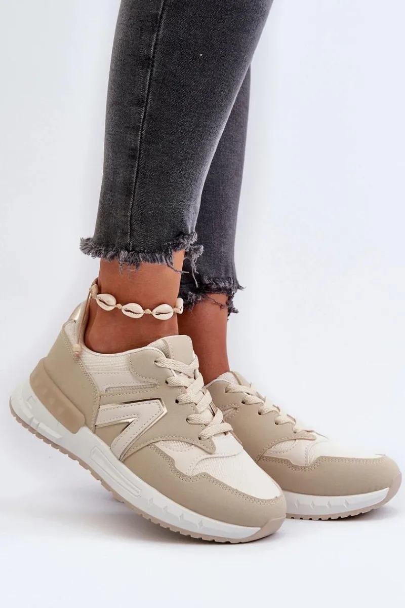 Sale Boto Sneakersy Damskie Z Eko Skóry Beżowe Vinelli Beżowy