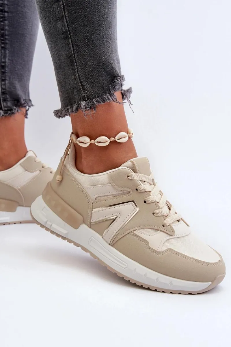 Sale Boto Sneakersy Damskie Z Eko Skóry Beżowe Vinelli Beżowy