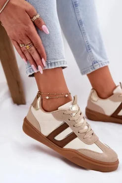 Online Boto Sneakersy Damskie Z Eko Zamszu Beżowe Satylies