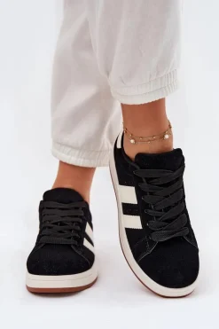 Sneakersy Damskie>Evento Sneakersy Damskie Z Eko Zamszu Czarne Arlenina