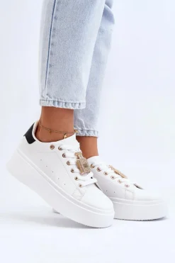 Online Boto Sneakersy Damskie Z Ozdobą Białe Celedria Biały